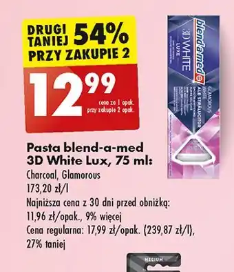 Biedronka Pasta do zębów perfection charcoal Blend-A-Med 3D White Luxe oferta