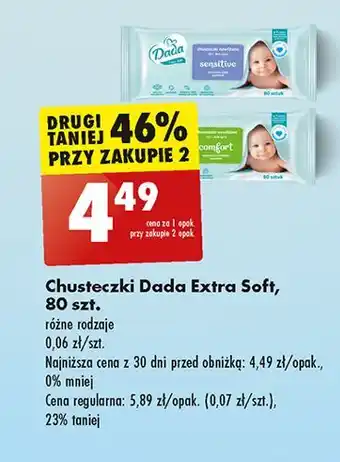 Biedronka Chusteczki wilgotne sensitive Dada Extra Soft oferta