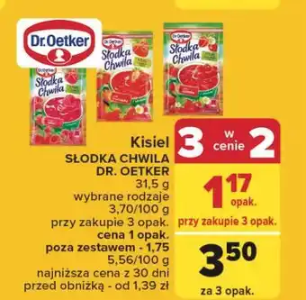 Carrefour Kisiel poziomkowy z kawałkami owoców Dr. Oetker Słodka Chwila oferta