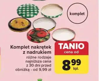 Carrefour Komplet nakrętek z nadrukiem oferta