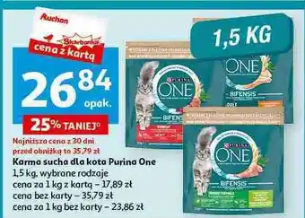 Auchan Karma dla kota sterilcat wołowina i pszenica Purina One oferta