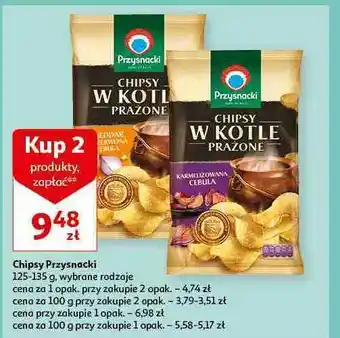 Auchan Chipsy w kotle prażone cheddar z czerwoną cebulą Przysnacki oferta