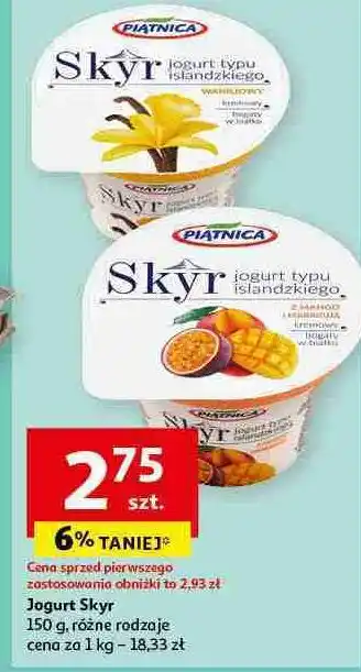 Auchan Jogurt typu islandzkiego waniliowy Piątnica Skyr oferta