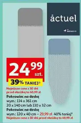 Auchan Pokrowiec na deskę do prasowania 120 x 40 cm Actuel oferta