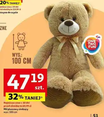Auchan Miś siedzący 100 cm One Two Fun oferta