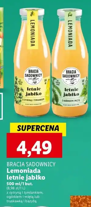 Lidl Lemoniada letnie jabłko z truskawką i bazylią Bracia Sadownicy oferta