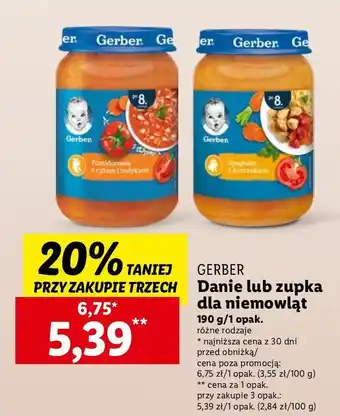 Lidl Obiadek spaghetti z kurczakiem Gerber oferta