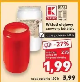 Kaufland Wkład olejowy 120h czerwony K-Classic oferta