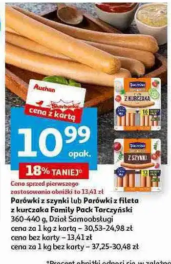 Auchan Parówki z fileta kurczaka Tarczyński oferta