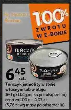 Auchan Tuńczyk w kawałkach w oleju słonecznikowym Auchan oferta