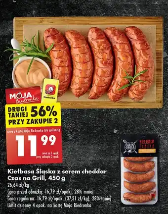 Biedronka Kiełbasa śląska cheddar Czas Na Grill oferta