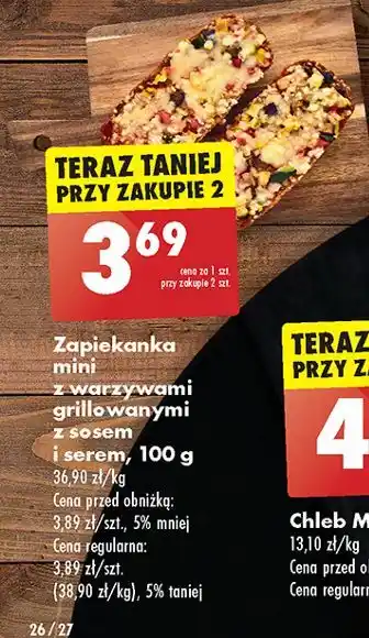 Biedronka Zapiekanka mini z warzywami grillowanymi sosem i serem oferta