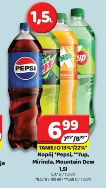 Delfin Napój *Pepsi, 7up, Mirinda, Mountain Dew 1,5 l oferta