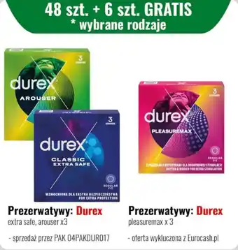 Eurocash Prezerwatywy: Durex extra safe, arouser x3 / pleasuremax x 3 oferta