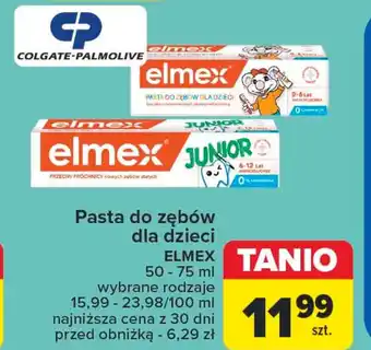 Carrefour Pasta do zębów dla dzieci ELMEX 50-75ml oferta