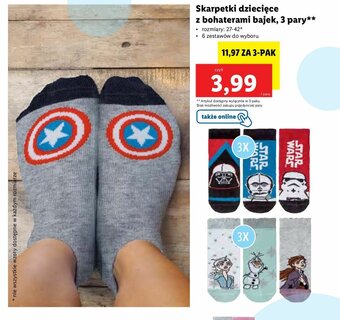Lidl Skarpetki dziecięce z bohaterami bajek 3 pary oferta