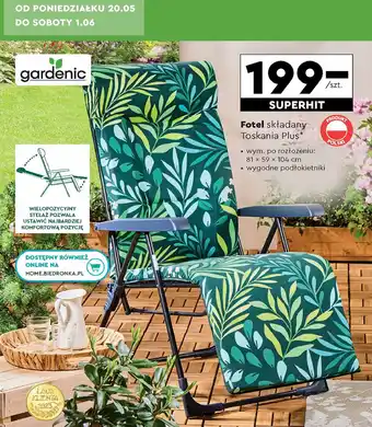 Biedronka Fotel składany toskania plus z podnóżkiem Gardenic oferta
