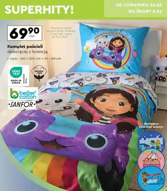 Biedronka Komplet pościeli dziecięcej 160 x 200 cm + 70 80 koci domek gabi oferta