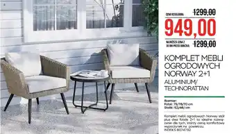 Abra KOMPLET MEBLI OGRODOWYCH NORWAY 2+1 ALUMINIUM/ TECHNORATTAN oferta