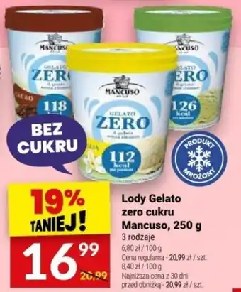 Twój Market Lody Gelato zero cukru Mancuso, 250 g oferta