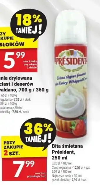 Twój Market Bita śmietana Président, 250 ml oferta