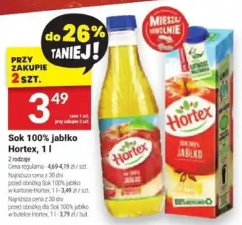 Twój Market Sok 100% jabłko Hortex, 1l oferta