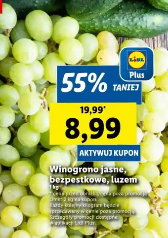 Lidl Winogrono jasne, bezpestkowe 1 kg oferta