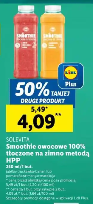 Lidl Smoothie owocowe 100% tłoczone na zimno metodą HPP 250 ml oferta