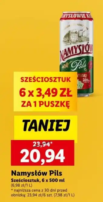 Lidl Namysłów Pils Sześciosztuk, 6 x 500 ml oferta