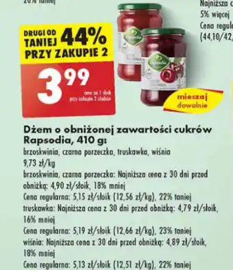 Biedronka Dżem o obniżonej zawartości cukrów Rapsodia, 410 g oferta