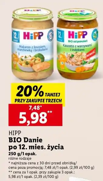 Lidl Kaszotto z warzywami i indykiem Hipp Bio oferta