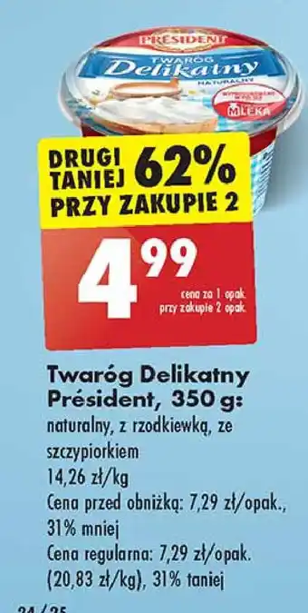 Biedronka Twaróg delikatny z rzodkiewką President oferta