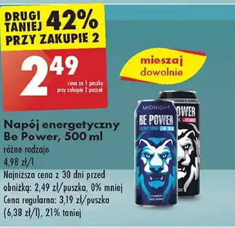 Biedronka Napój energetyczny midnight zero Be Power oferta