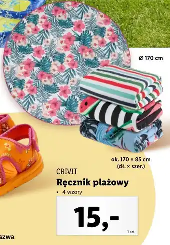 Lidl Ręcznik plażowy 170 x 85 cm Crivit oferta