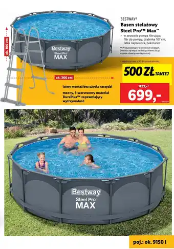 Lidl Basen stelażowy steel pro max 366 x 100 cm Bestway oferta