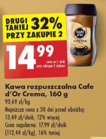 Biedronka Kawa rozpuszczalna Cafe d'Or Crema, 160 g oferta