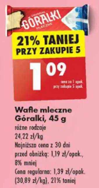 Biedronka Wafle mleczne Góralki, 45 g oferta