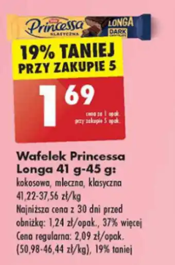 Biedronka Wafelek Princessa Longa 41 g-45 g oferta