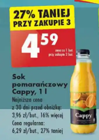 Biedronka Sok pomarańczowy Cappy, 1 l oferta