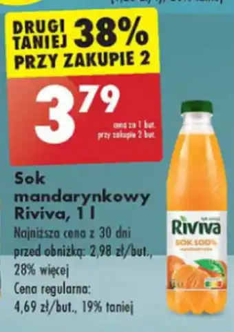 Biedronka sok mandarynkowy Riviva, 1 l oferta