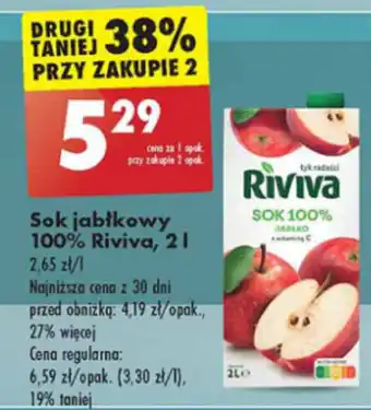 Biedronka Sok jabłkowy 100% Riviva, 2 l oferta