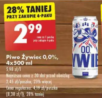 Biedronka Piwo Żywiec 0,0%, 4 x 500 ml oferta