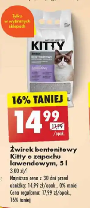 Biedronka Żwirek bentonitowy Kitty o zapachu lawendowym, 5 l oferta