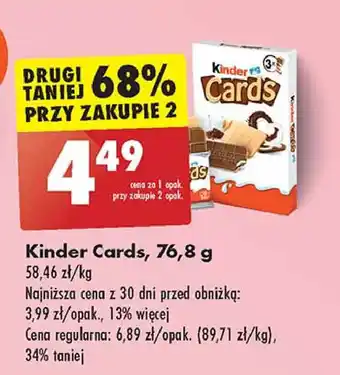 Biedronka Herbatniki czekoladowe Kinder Cards oferta