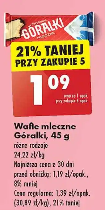 Biedronka Wafelek mleczny Góralki oferta