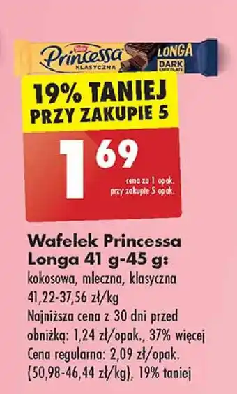 Biedronka Wafelek dark chocolate klasyczna Princessa Longa oferta