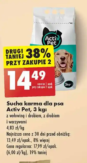 Biedronka Karma dla psa z wołowiną i warzywami Activ Pet oferta