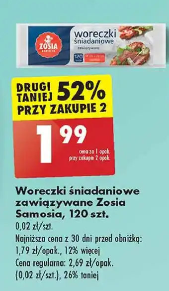 Biedronka Woreczki śniadaniowe wiązane Zosia Samosia oferta