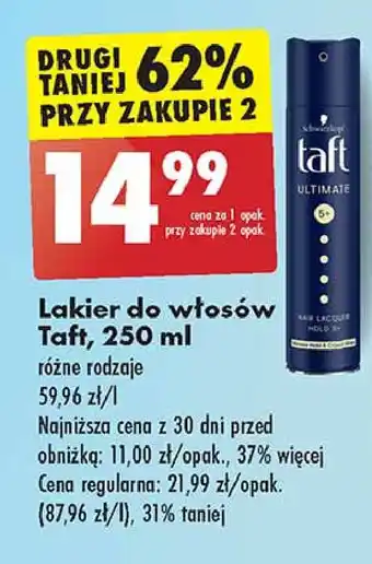 Biedronka Lakier do włosów Taft Ultimate oferta