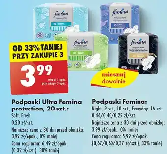 Biedronka Podpaski night total protection Femina Ultra oferta